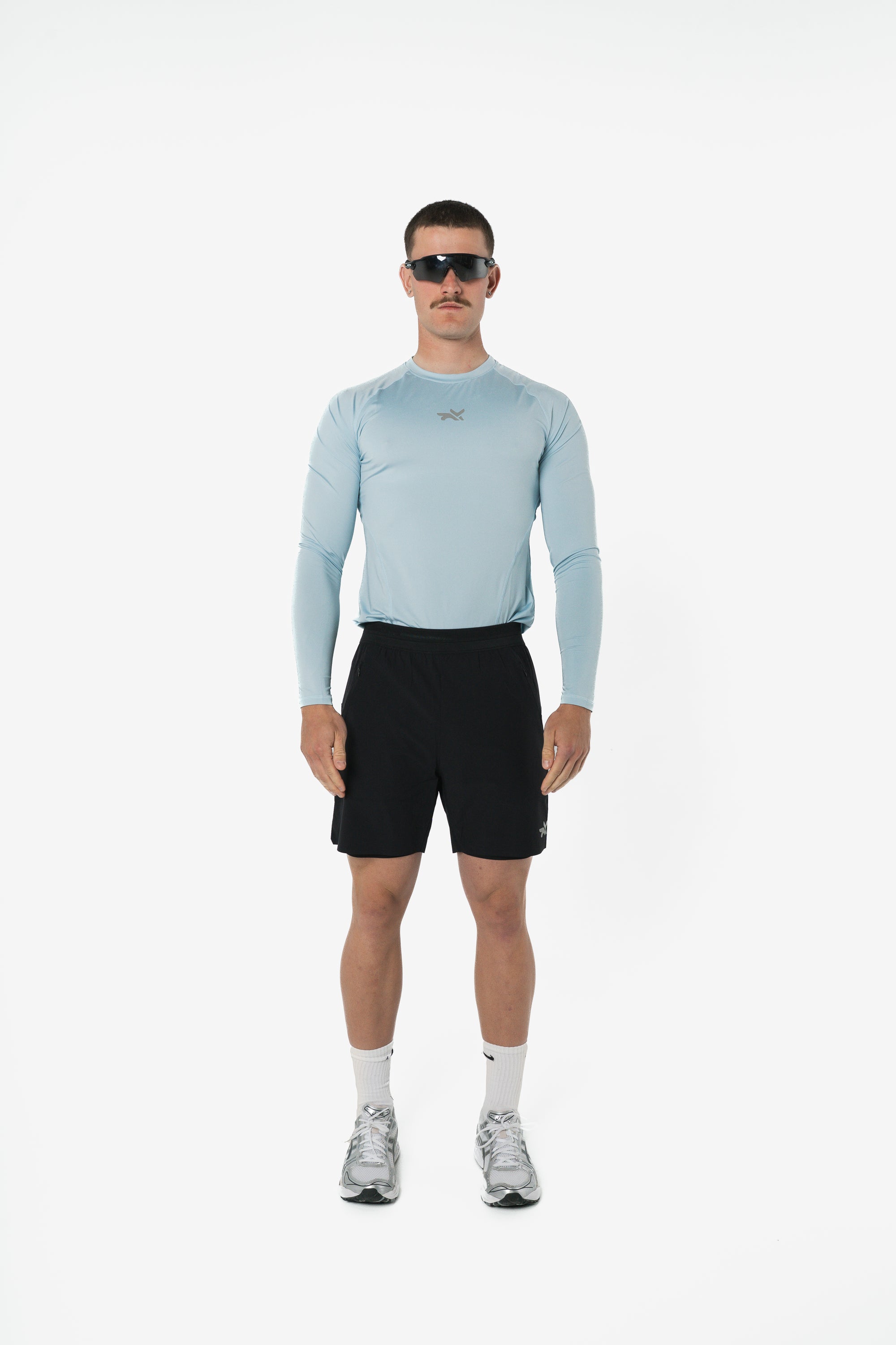 LIGHTWEIGHT LONG SLEEVE COMPRESSION TOP - ICE BLUE