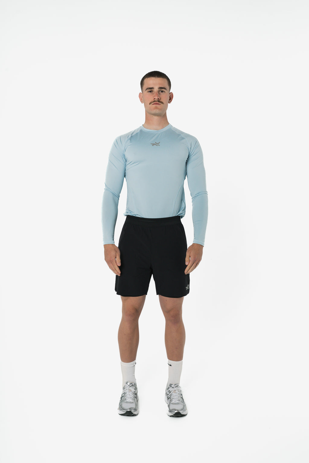 LIGHTWEIGHT LONG SLEEVE COMPRESSION TOP - ICE BLUE