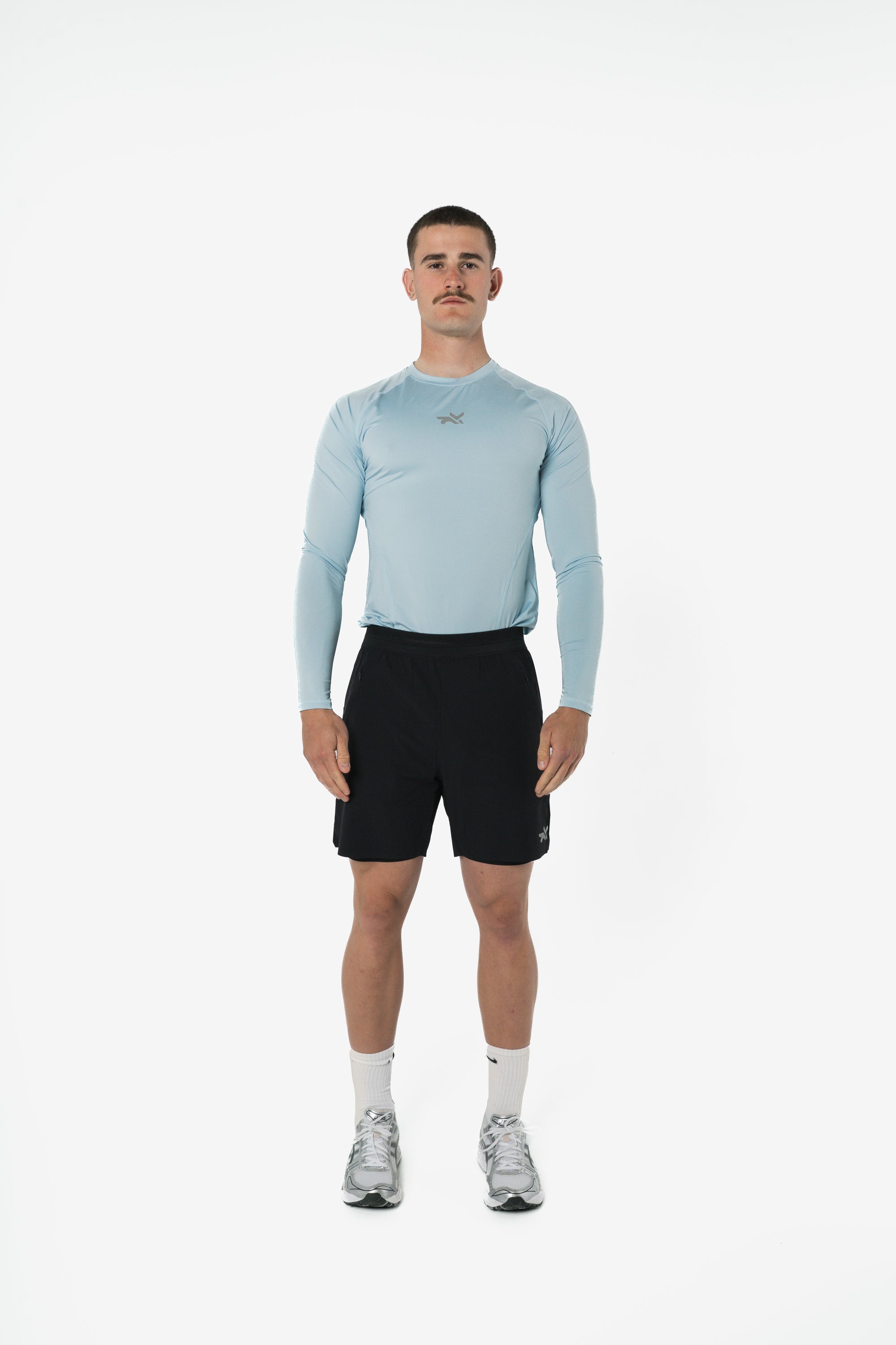 LIGHTWEIGHT LONG SLEEVE COMPRESSION TOP - ICE BLUE