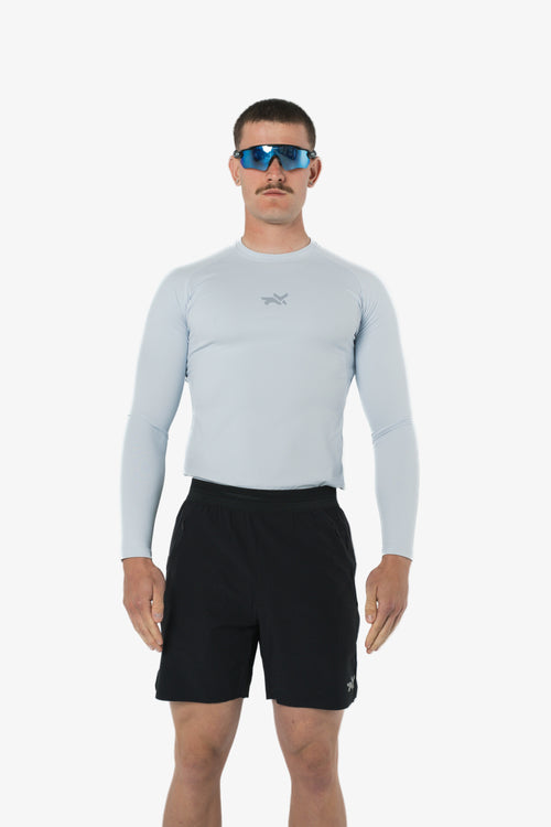 HEAVYWEIGHT LONG SLEEVE COMPRESSION TOP - GLACIER BLUE