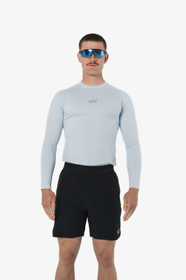 HEAVYWEIGHT LONG SLEEVE COMPRESSION TOP - GLACIER BLUE