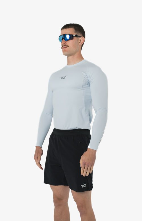 HEAVYWEIGHT LONG SLEEVE COMPRESSION TOP - GLACIER BLUE