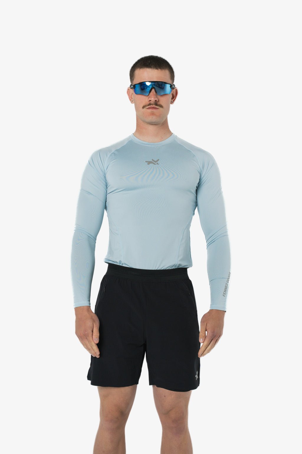 LIGHTWEIGHT LONG SLEEVE COMPRESSION TOP - ICE BLUE