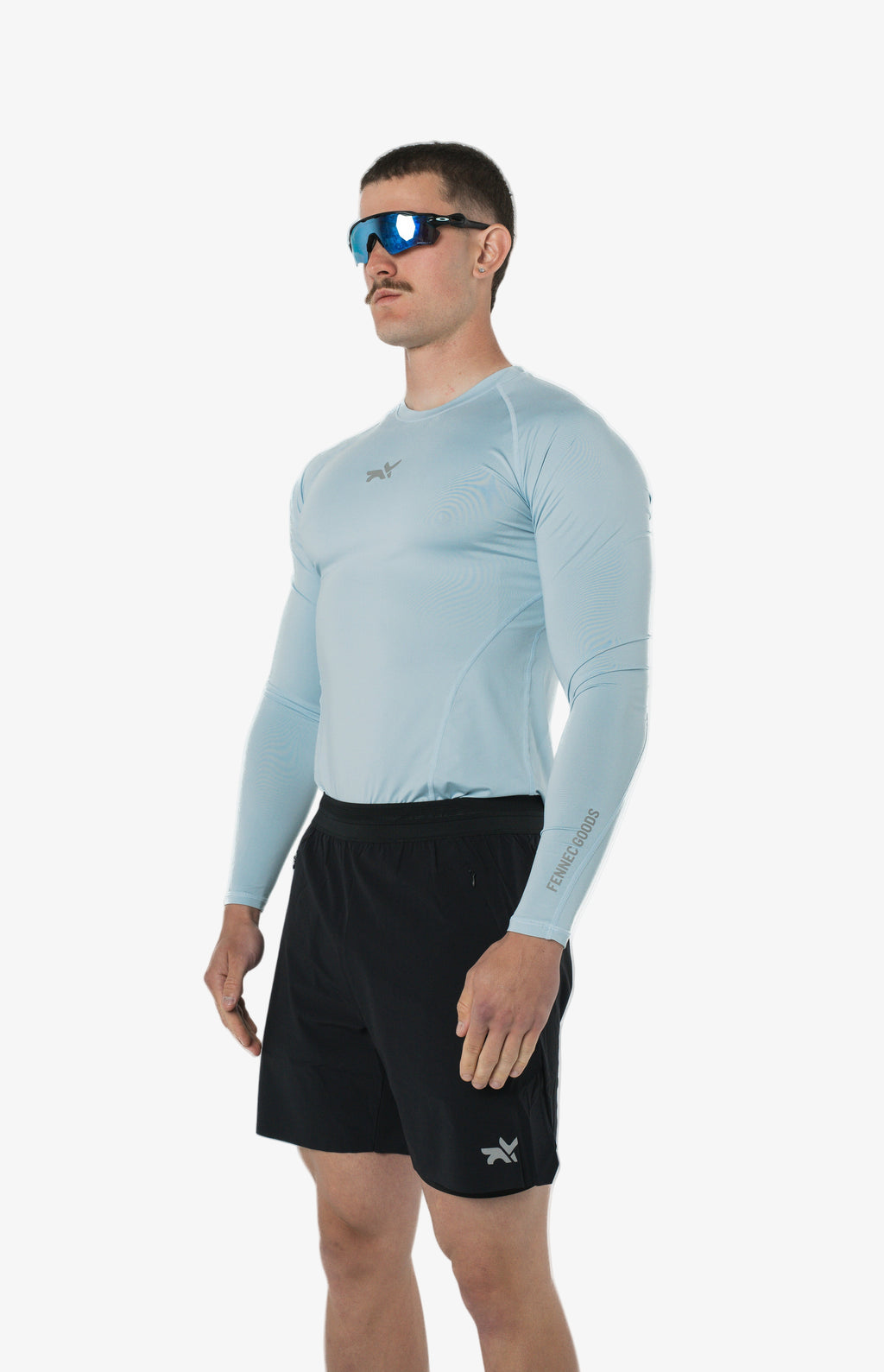 LIGHTWEIGHT LONG SLEEVE COMPRESSION TOP - ICE BLUE